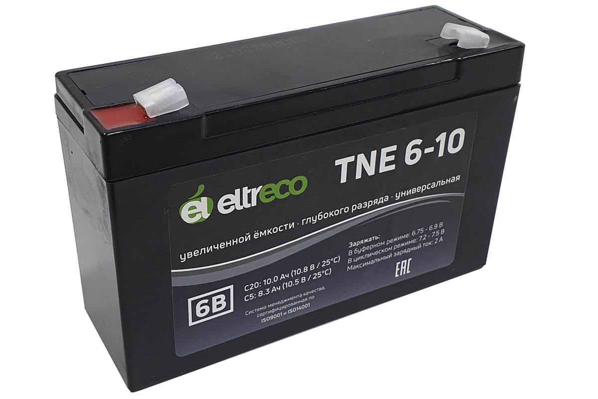

Тяговый аккумулятор Eltreco TNE6-10 (6V10A/H C20), TNE6-10 (6V10A/H C20)