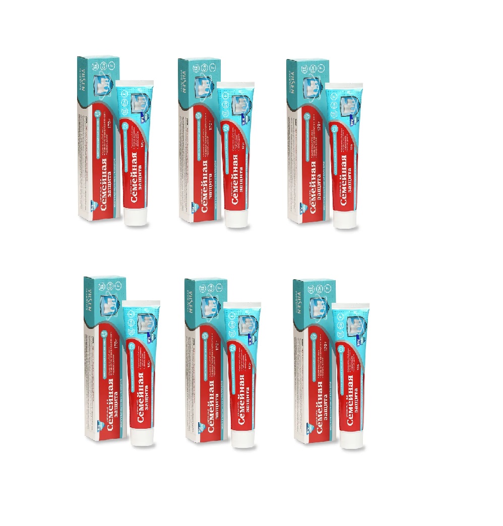 Зубная паста Family Cosmetics Семейная защита с кальцием 170 г  6 шт