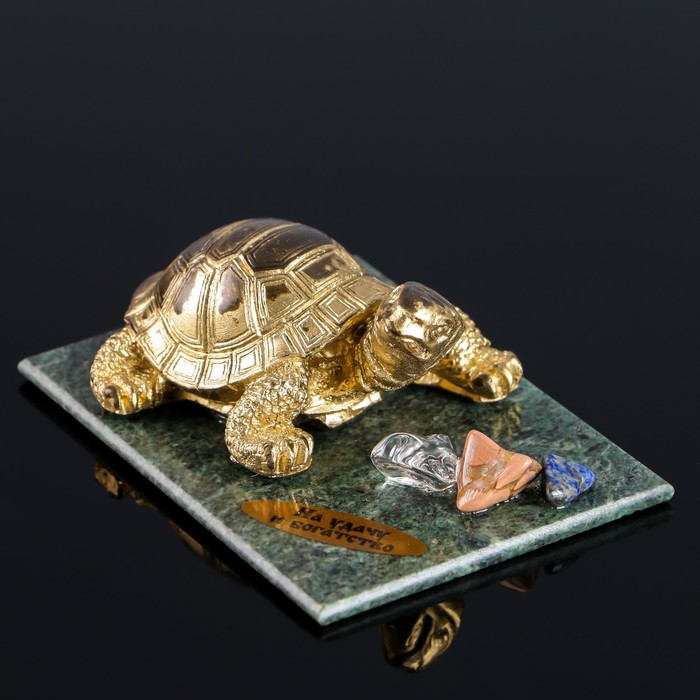 фото Сувенир "черепаха", 7х10х4 см, змеевик, гипс, минералы nobrand