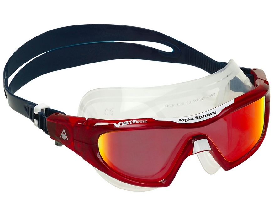 Очки для плавания AQUAsphere Vista PRO Красные зеркальные линзы Titanium, Dark blue/red