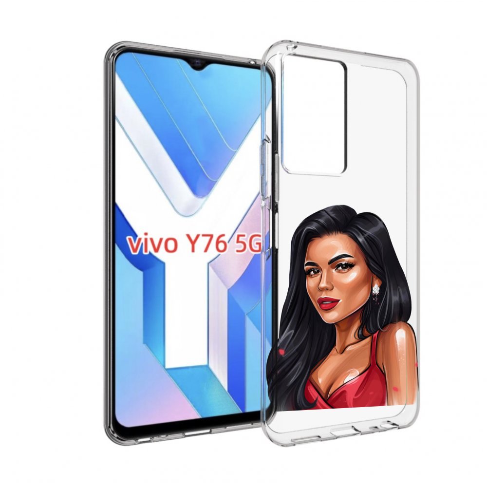 

Чехол MyPads Брюнетка-в-красном-платье для Vivo Y76 5G, Прозрачный, Tocco