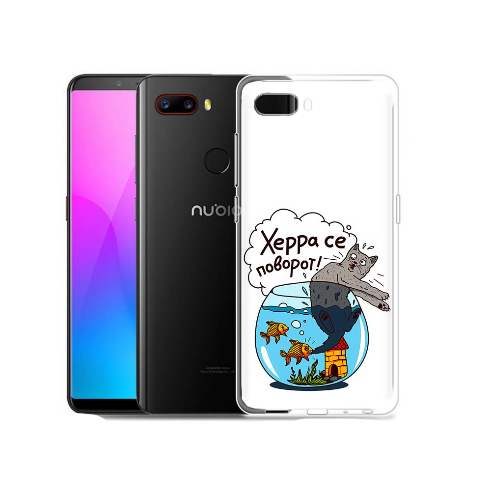 

Чехол MyPads Tocco для ZTE Nubia Z18 Рыбы с котом (PT115657.463.149), Прозрачный, Tocco