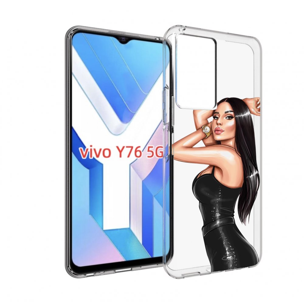 Чехол MyPads Брюнетка-с-часами для Vivo Y76 5G