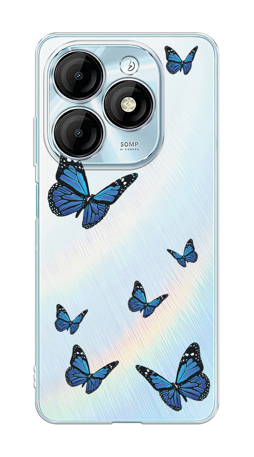 

Чехол на Itel P55 "Blue butterflies", Синий;черный, 3201850-1