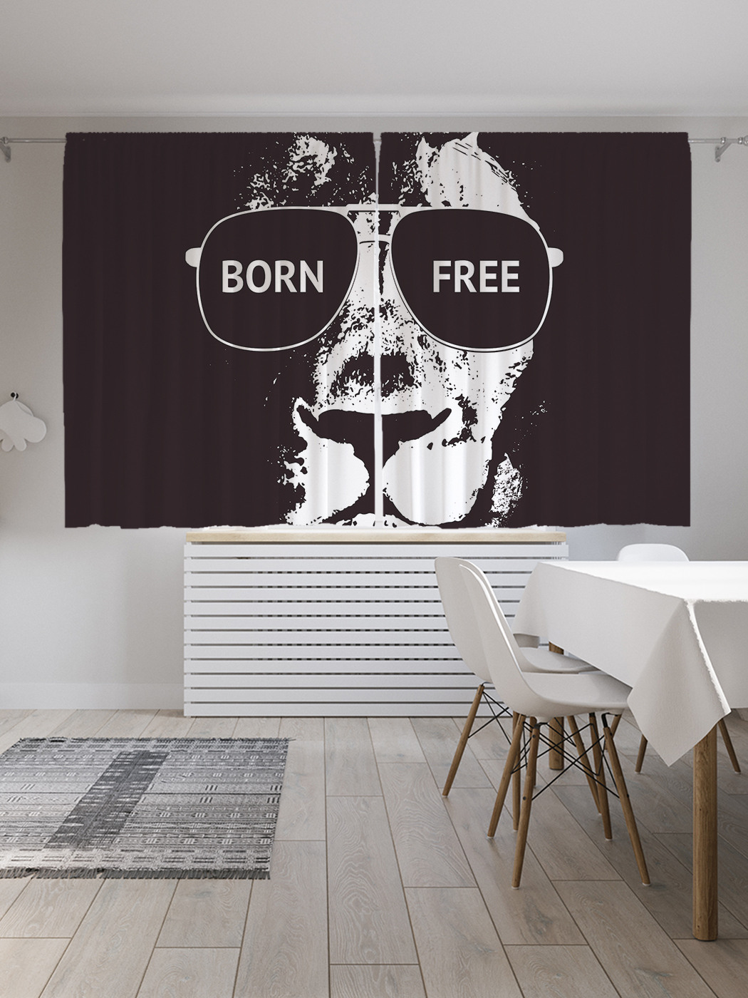 

Шторы JoyArty с фотопечатью "Рожден свободным" из сатена, 290х180 см, Рожден свободным