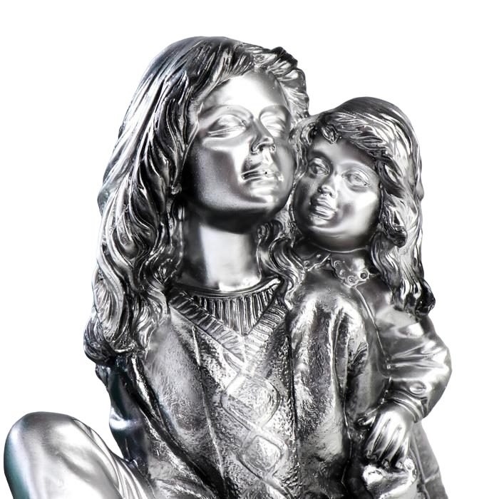

Сувенир полистоун Мама с дочкой серебро 25х20х15 см