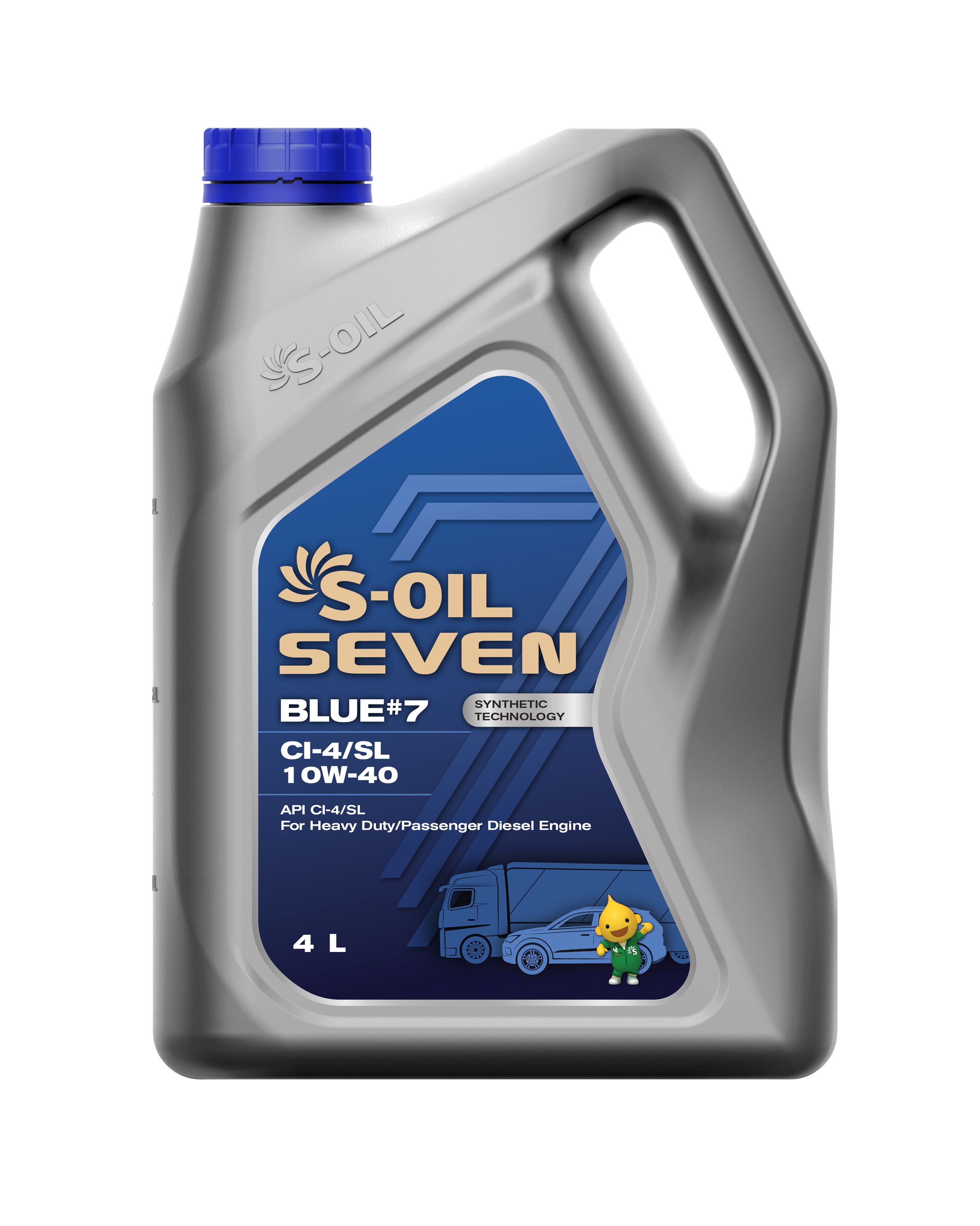 Моторное масло S-OIL синтетическое 7 BLUE #9 CI-4/SL 10W40 4л