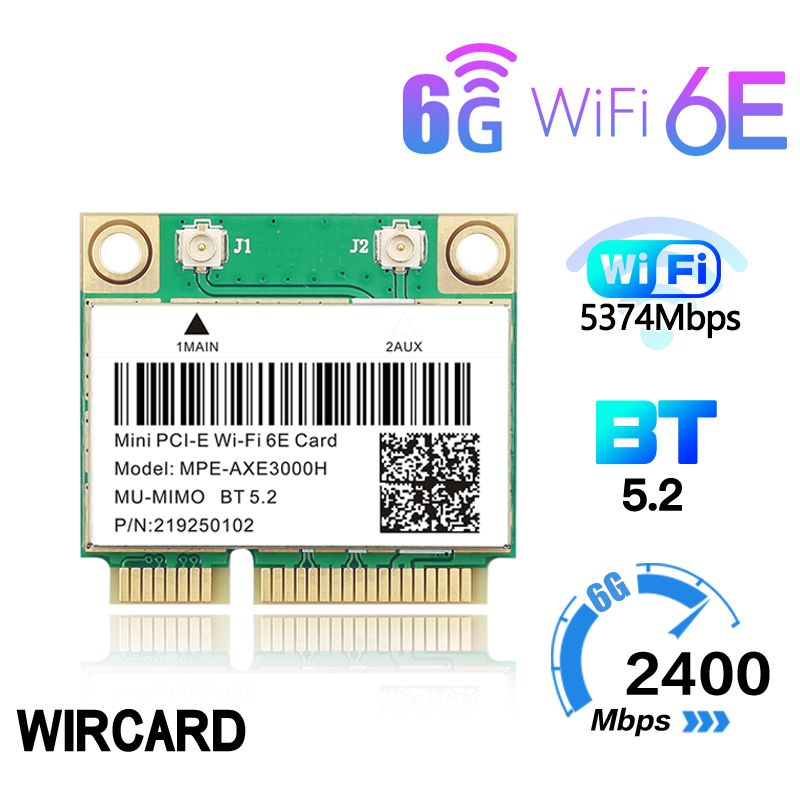 

Приемник Wi-Fi NoBrand для компьютера Mini PCI-e 802.11n; 802.11ac, Зеленый;белый