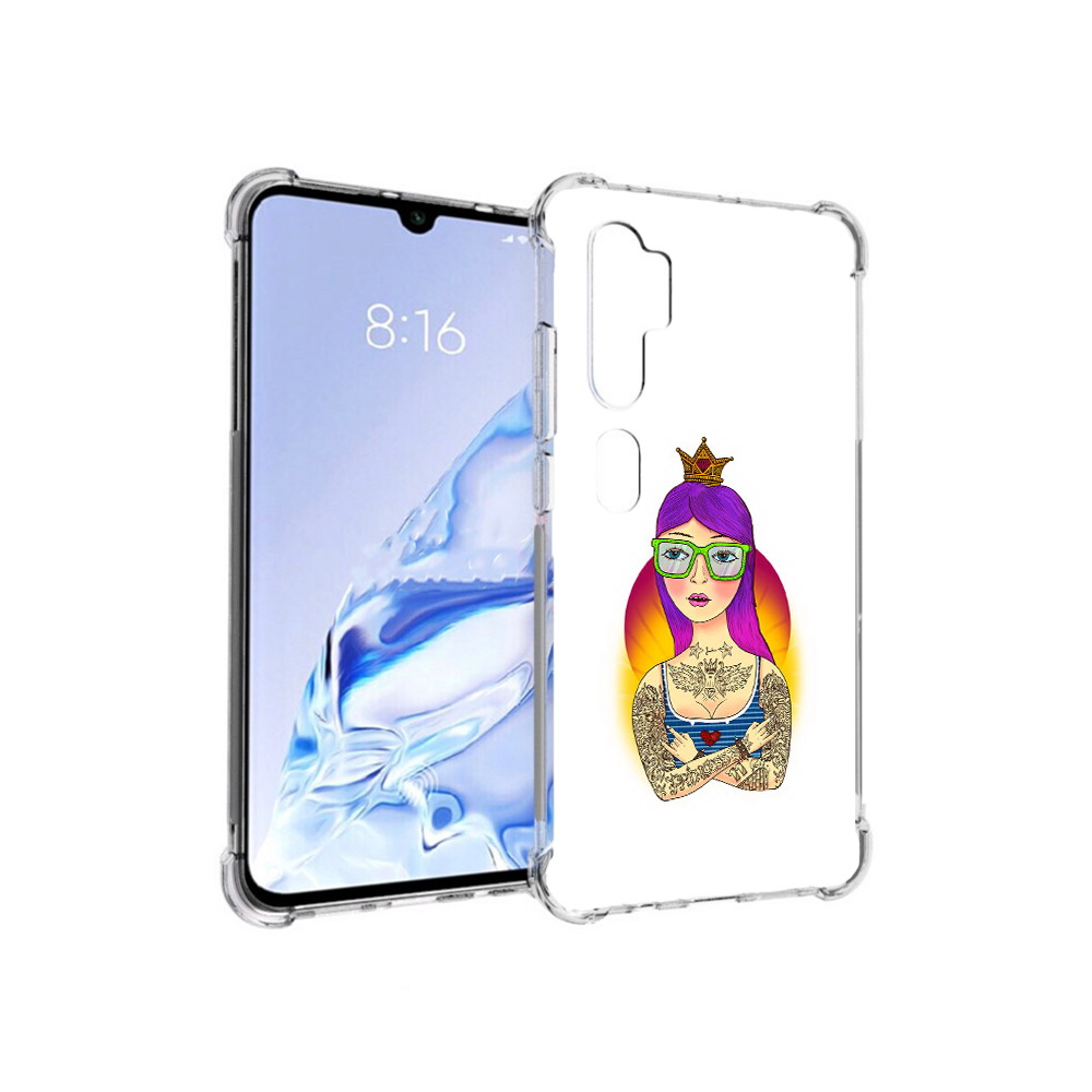 

Чехол MyPads Tocco для Xiaomi Mi Note 10 Pro девушка в татуировках с короной, Прозрачный, Tocco