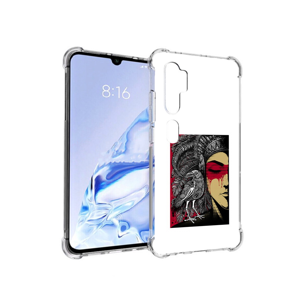

Чехол MyPads Tocco для Xiaomi Mi Note 10 Pro девушка с вороном в абстракции, Прозрачный, Tocco