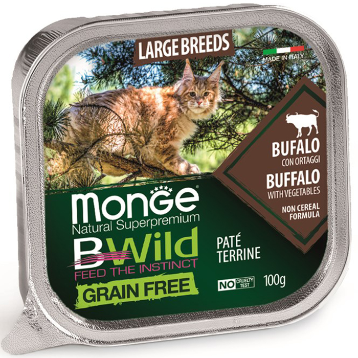фото Влажный корм для кошек monge bwild grain free, мясо, 32шт по 100г