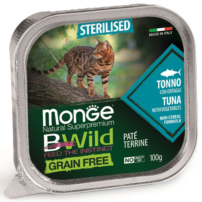 фото Влажный корм для кошек monge bwild grain free, тунец, 32шт по 100г