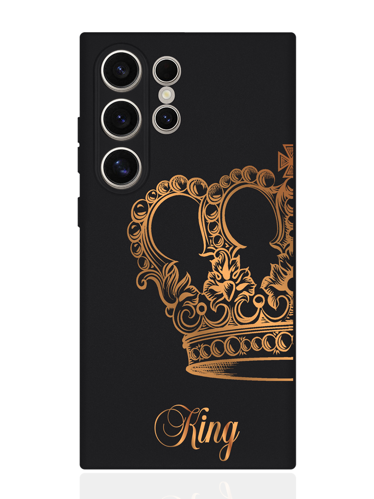 

Чехол для смартфона Samsung S24 Ultra черный силиконовый Парный чехол корона King, Черный;золотистый