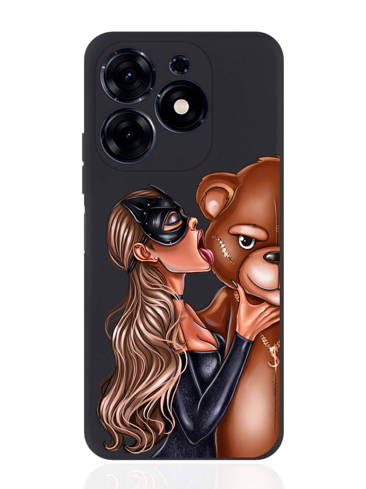 

Чехол для смартфона Tecno Spark Go 2024 черный силиконовый Кошечка и мишка, Черный;коричневый