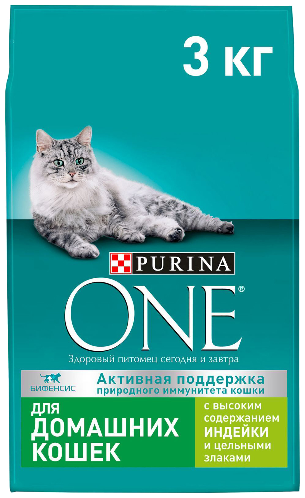 Сухой корм для кошек Purina One Indor для домашних кошек индейка и цельные злаки 3 кг