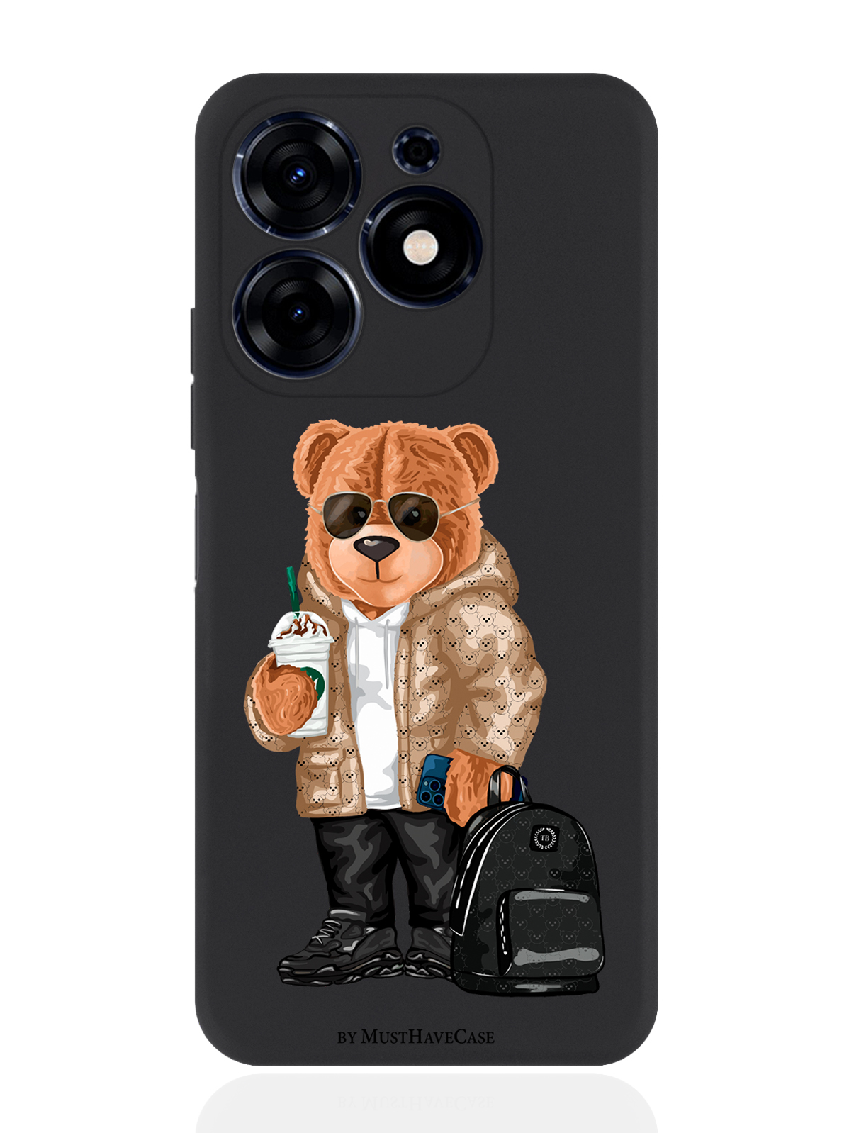 

Чехол для смартфона Tecno Spark Go 2024 черный силиконовый Tony Style в очках, Коричневый;черный;белый