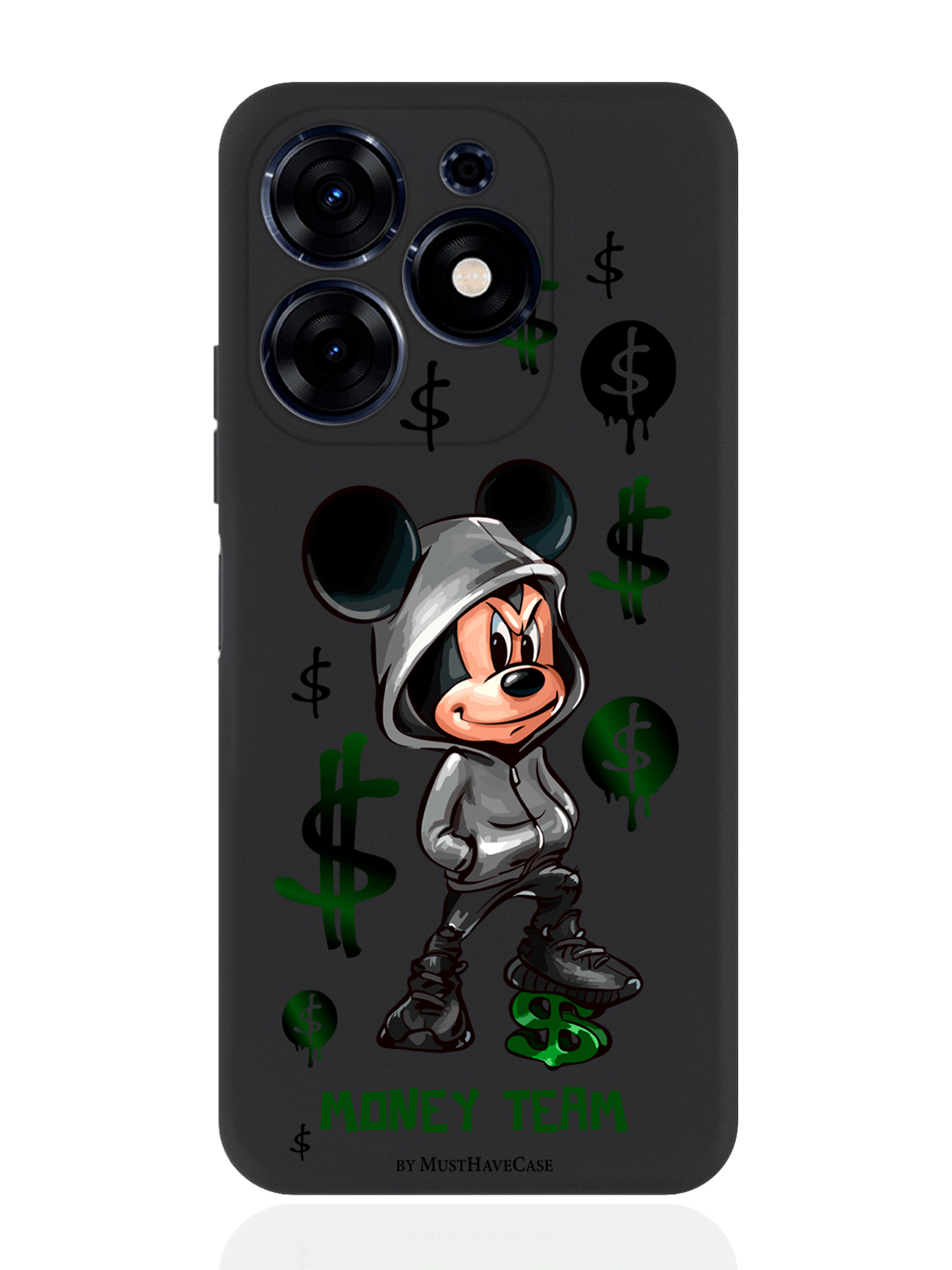 

Чехол для смартфона Tecno Spark Go 2024 черный силиконовый Богатый Мышонок, Черный;зеленый;серый