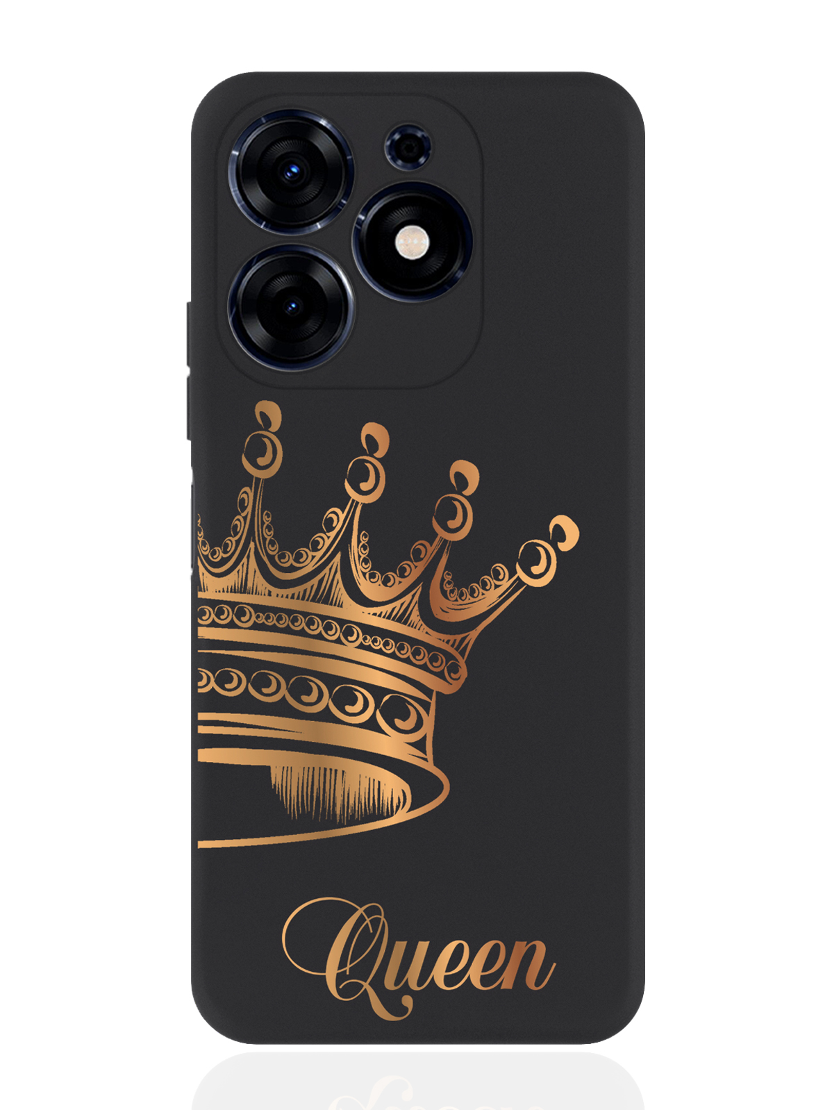 

Чехол для смартфона Tecno Spark Go 2024 черный силиконовый Парный чехол корона Queen, Черный;золотистый