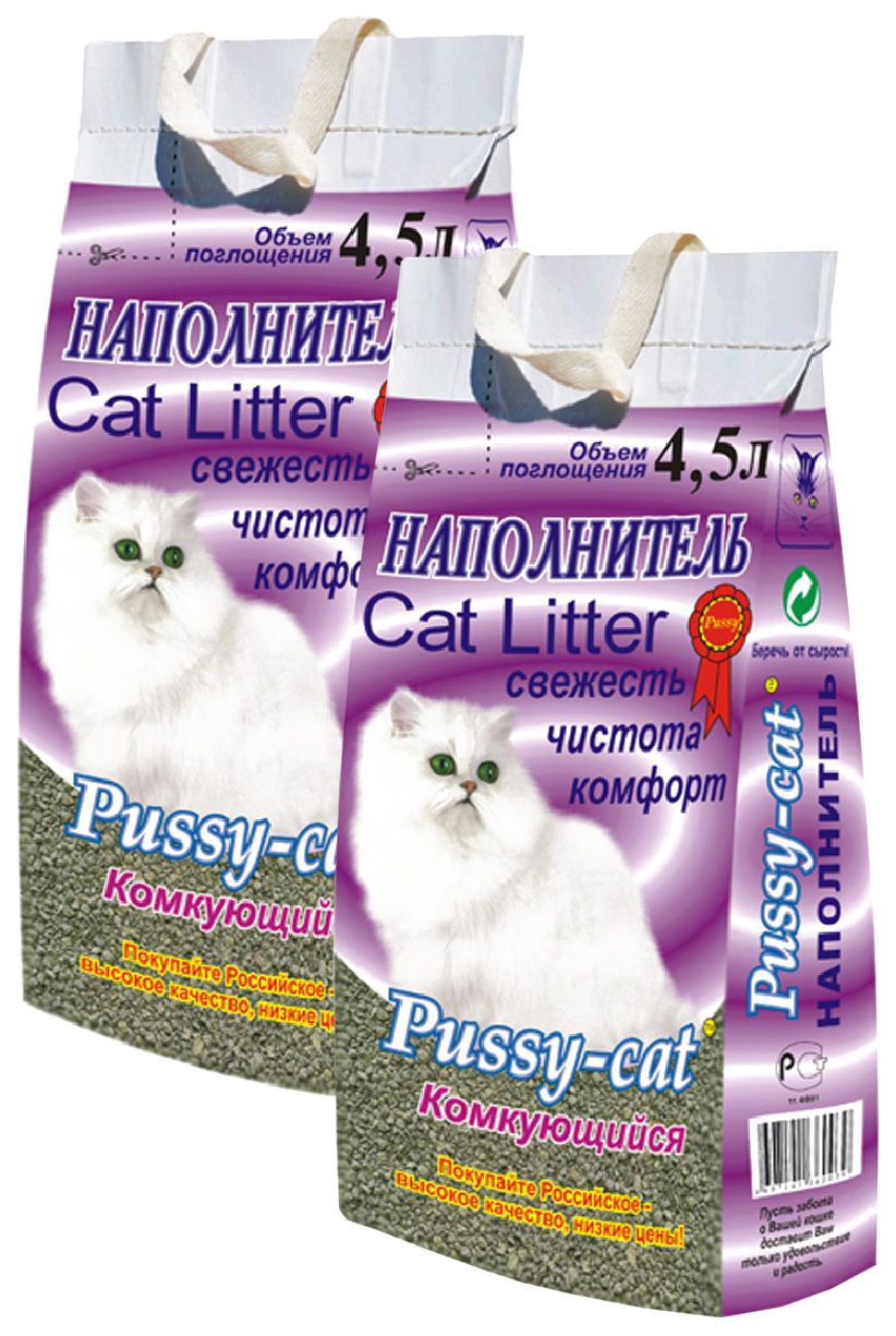 Комкующийся наполнитель Pussy-Cat бентонитовый, 2 шт 4,5 л