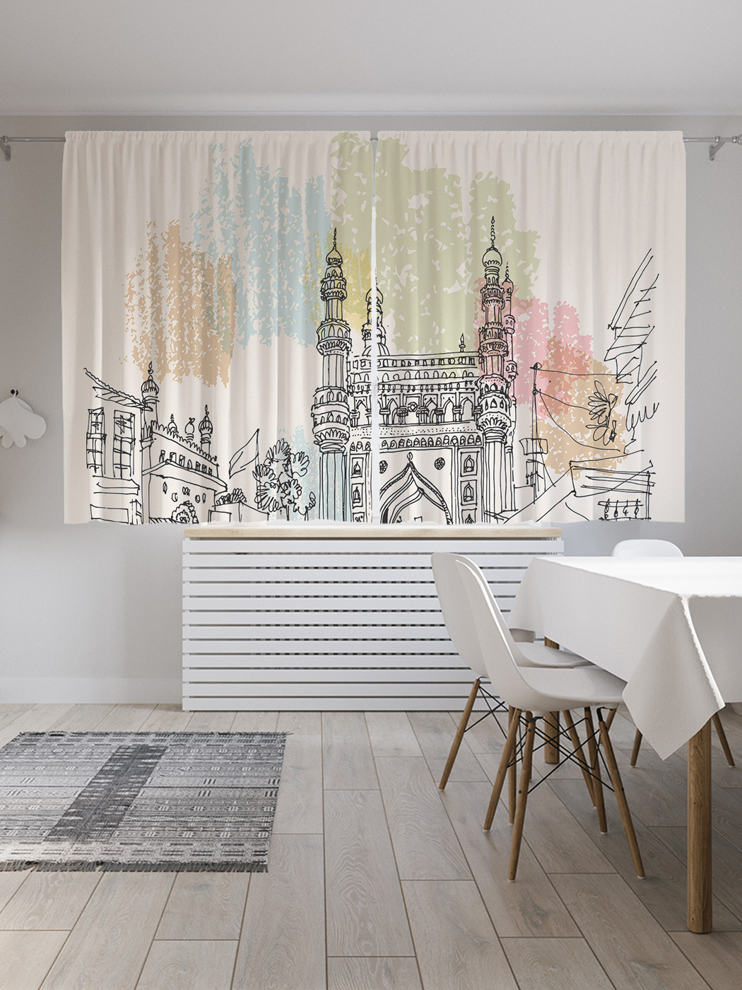 

Шторы JoyArty с фотопечатью "Открытка с видом Хайдарабада" из сатена, 290х180 см, Открытка с видом Хайдарабада