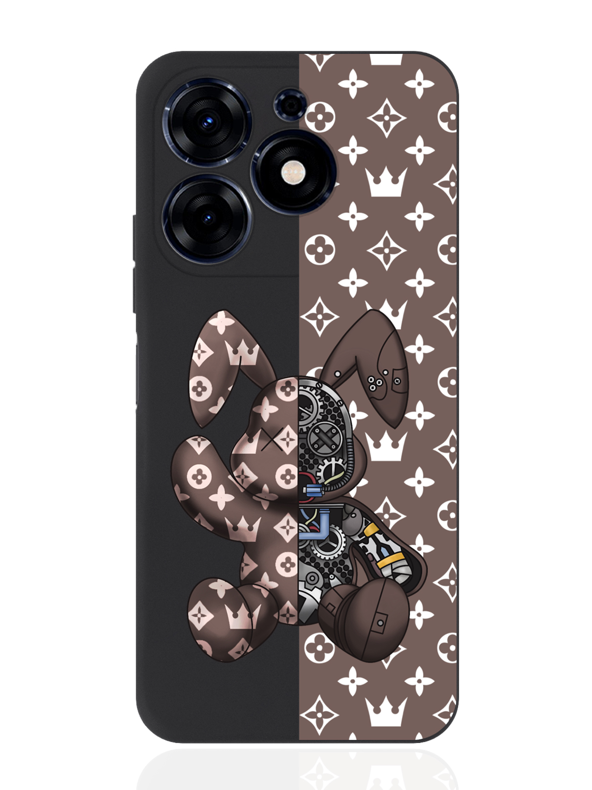 

Чехол для смартфона Tecno Spark Go 2024 черный силиконовый Коричневый заяц, Коричневый;черный;белый