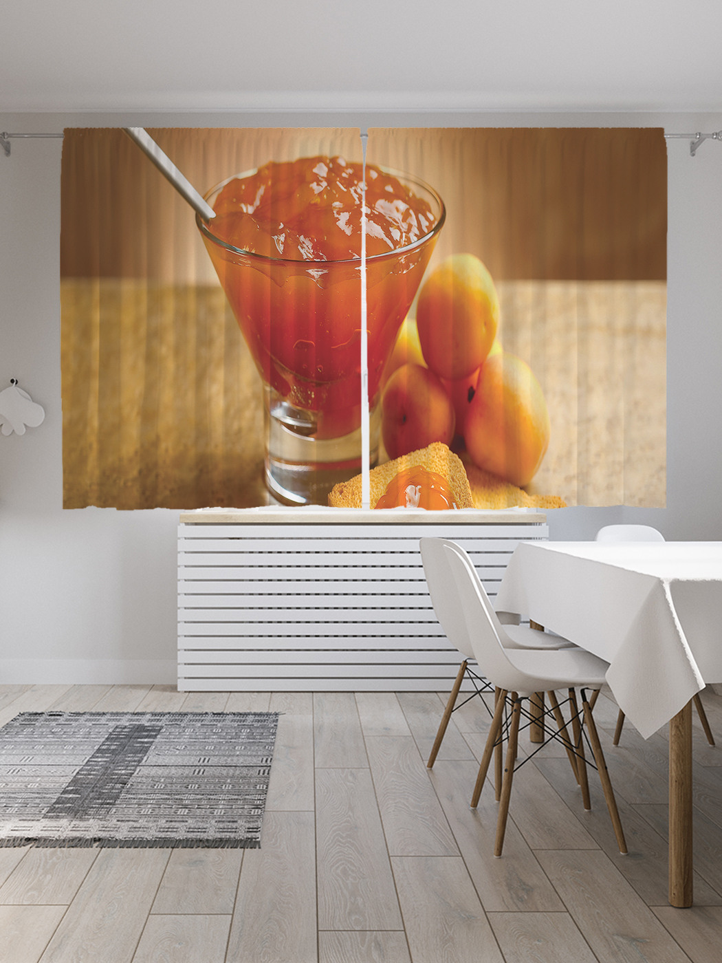 

Шторы JoyArty с фотопечатью "Джем из персика" из сатена, 290х180 см, Джем из персика