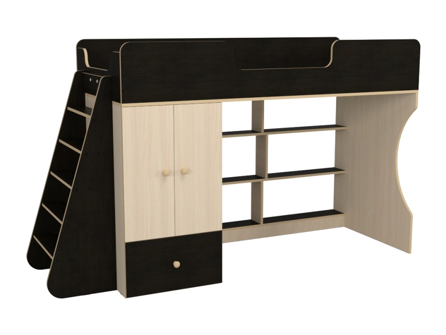 

Кровать-чердак Луиза Дуб миланский/Дуб млечный, Луиза Черно-белый