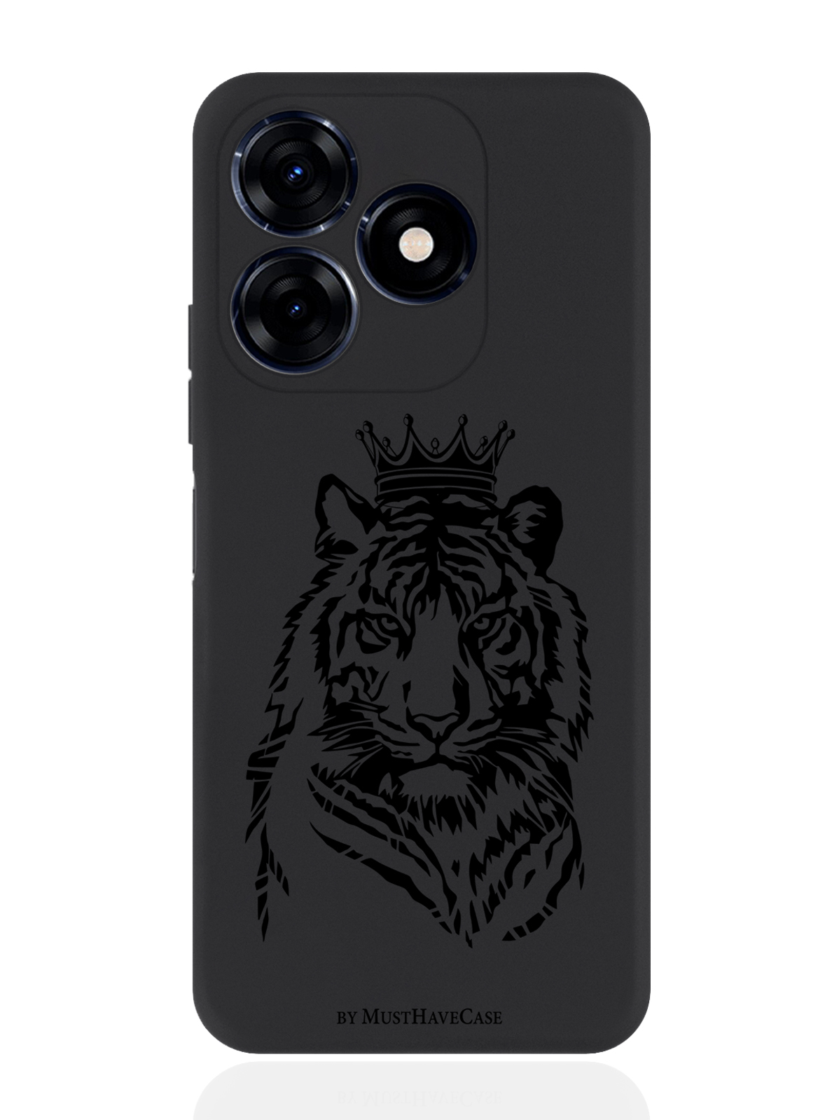 

Чехол для смартфона Tecno Spark 20C черный силиконовый Тигр с Короной