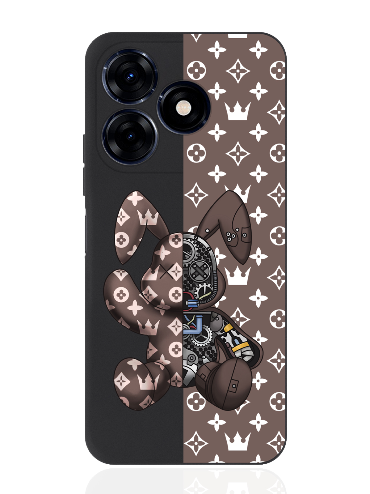 

Чехол для смартфона Tecno Spark 20C черный силиконовый Коричневый заяц, Коричневый;черный;белый