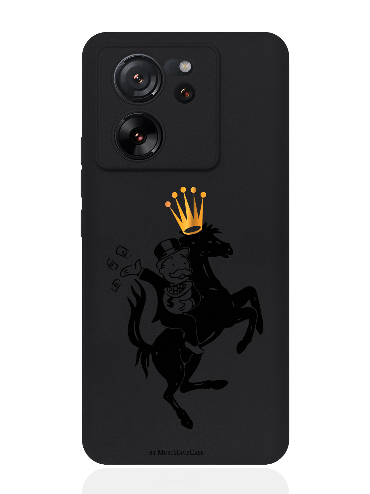 

Чехол для смартфона Xiaomi 13T черный силиконовый Monopoly на коне, Черный;золотистый