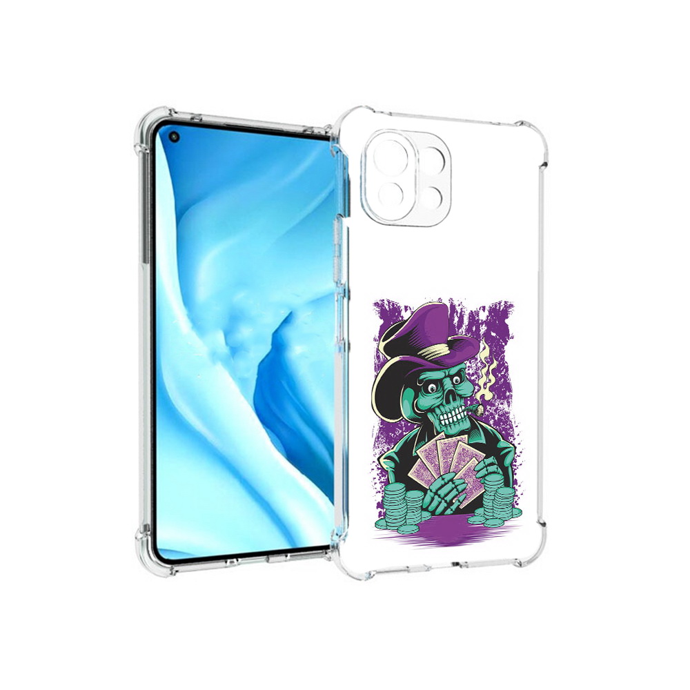 

Чехол MyPads Tocco для Xiaomi Mi 11 Lite зеленый череп с картами (PT159462.256.361), Прозрачный, Tocco