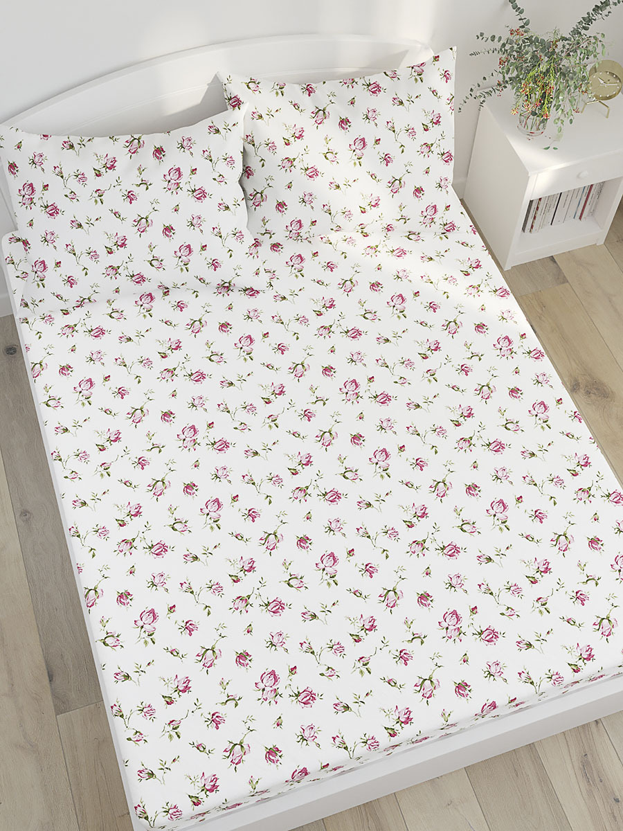 

Простынь на резинке Milky Garden Розочки сатин 120x200 см