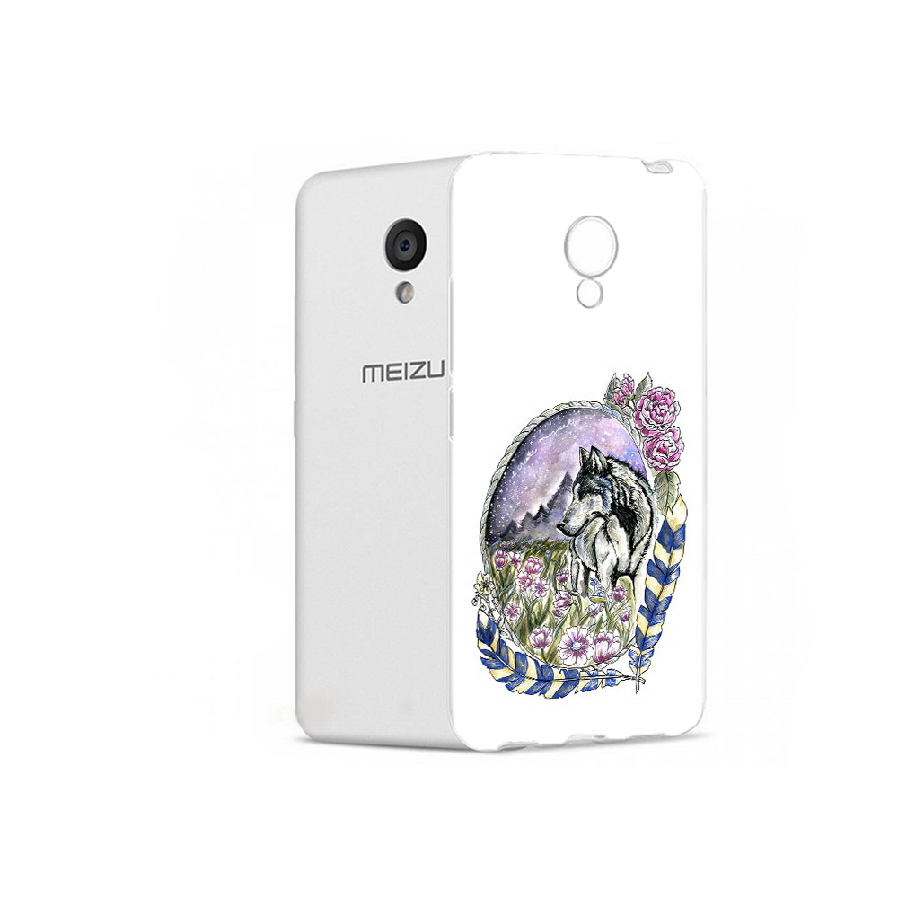 

Чехол MyPads Tocco для Meizu M5 нарисованный волк в цветах с перьями (PT62224.82.509), Прозрачный, Tocco