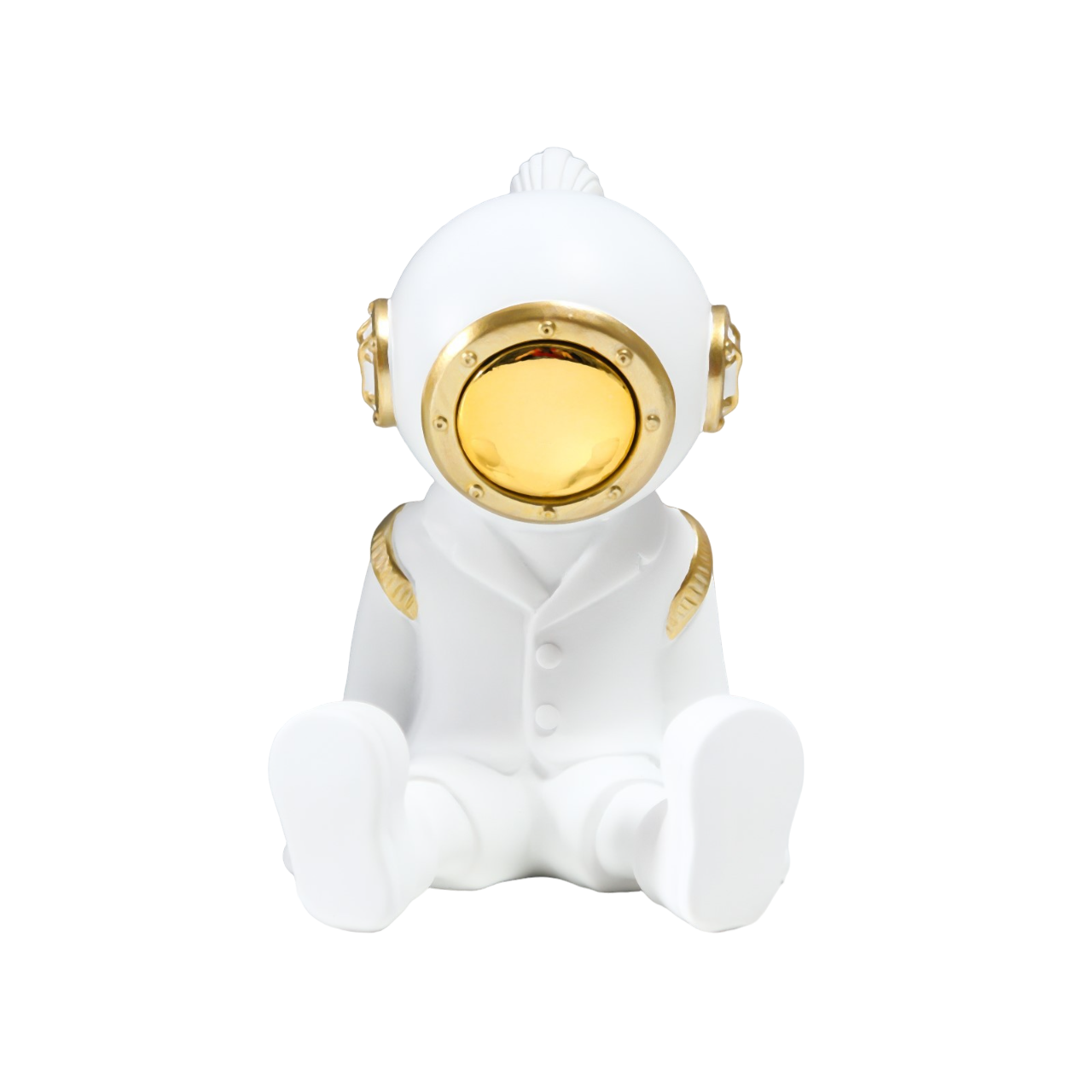 

Сувенир полистоун Девочка с хвостиком в шлеме космонавта бело-золотой 15,5х11 см, Белый
