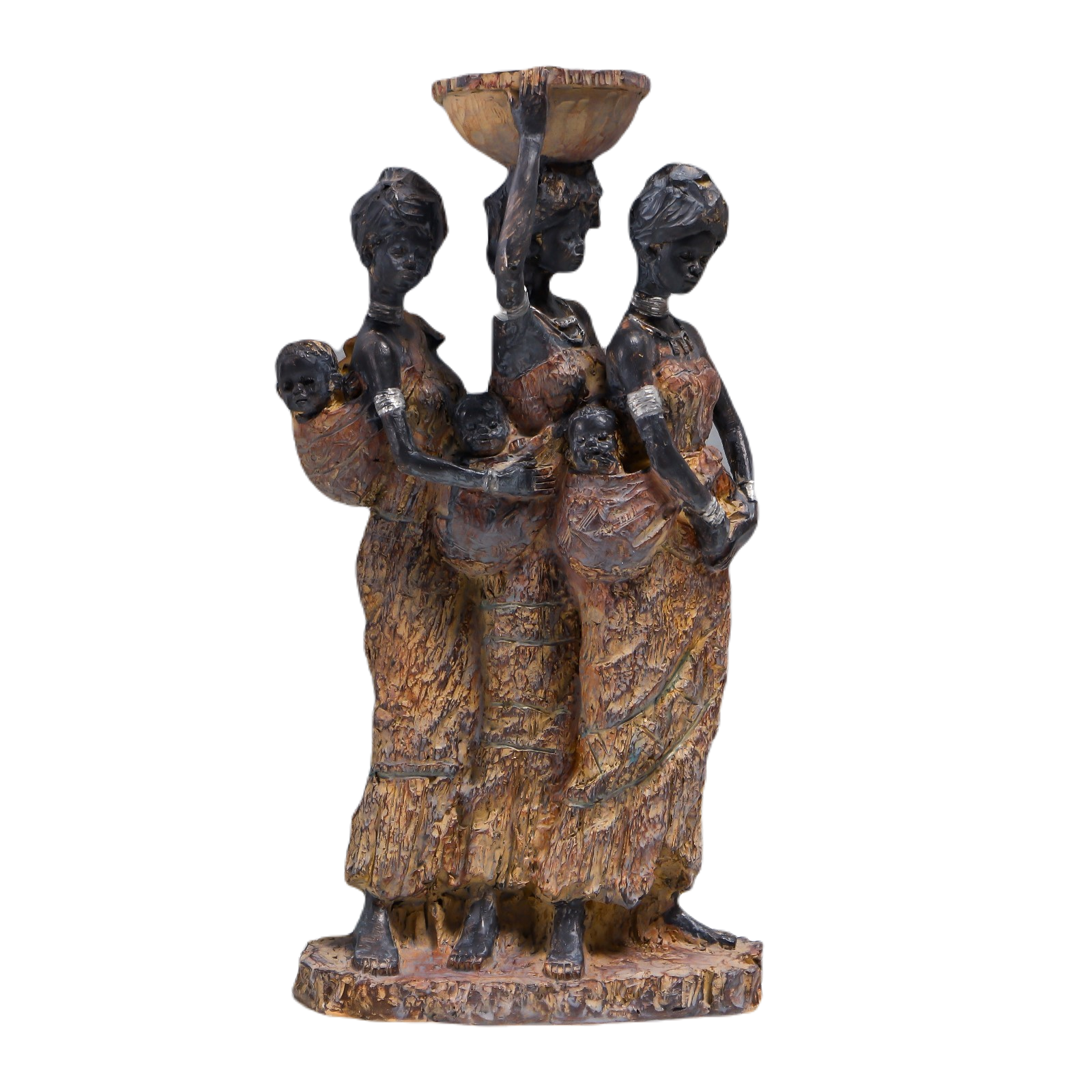 

Сувенир полистоун подсвечник Три африканские девушки с детьми 34х17 см, Коричневый