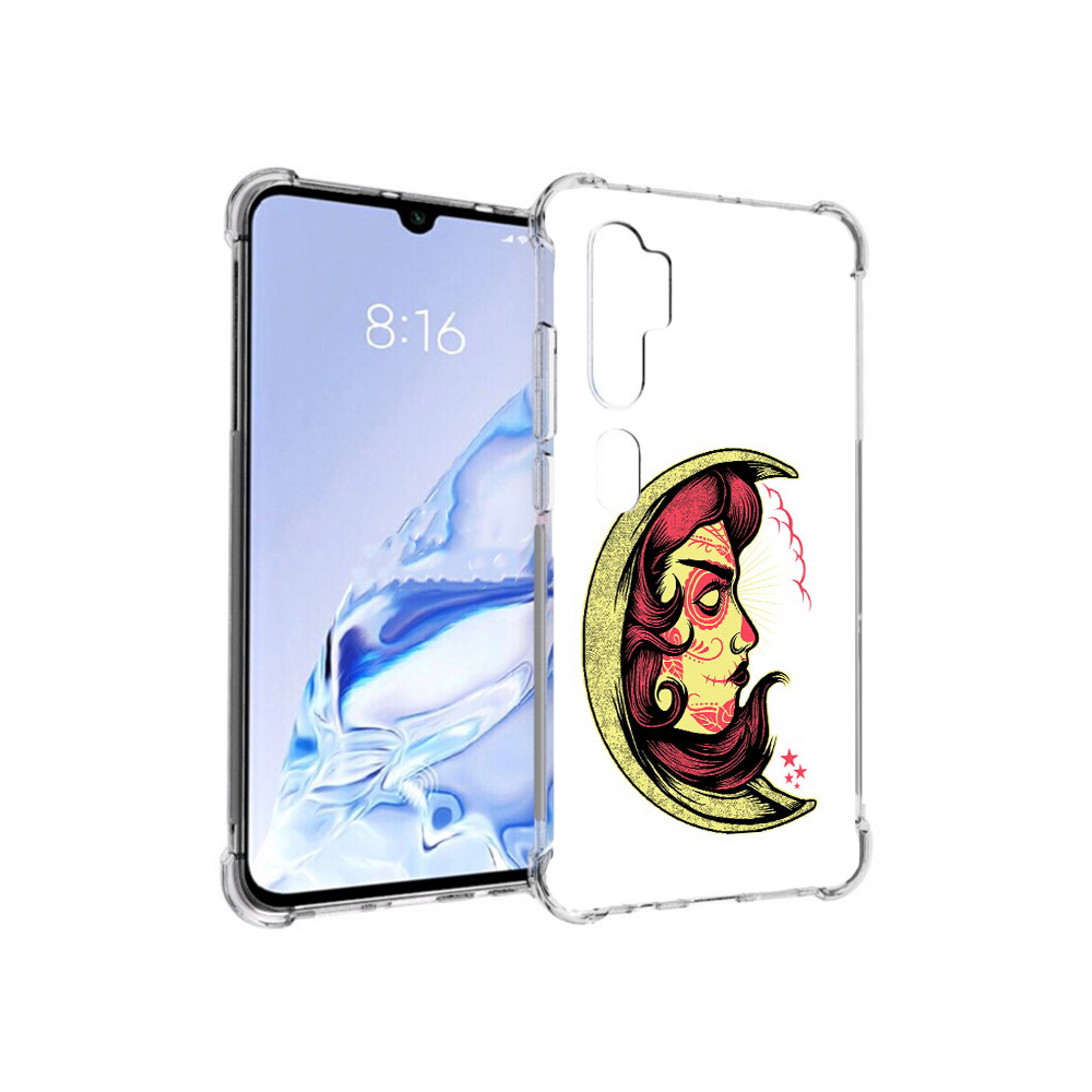 

Чехол MyPads Tocco для Xiaomi Mi Note 10 Pro желтый полумесяц с лицом девушки, Прозрачный, Tocco