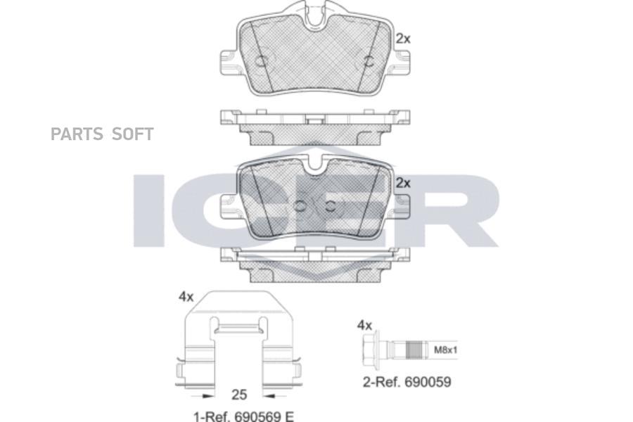 

Колодки дисковые задние \ BMW 2/X1 F45/F46 14> 182360