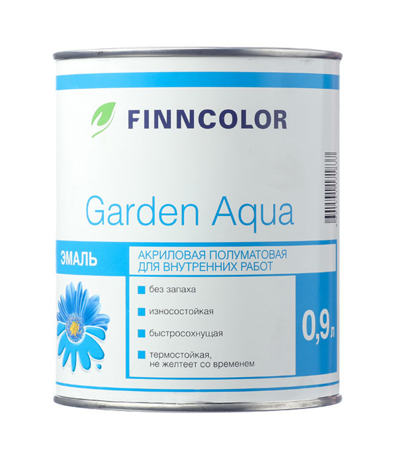 Эмаль акриловая Finncolor Garden Aqua полуматовая, А, 0,9л
