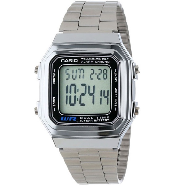 

Наручные часы мужские Casio A178WA-1A серебристые, A178WA-1A
