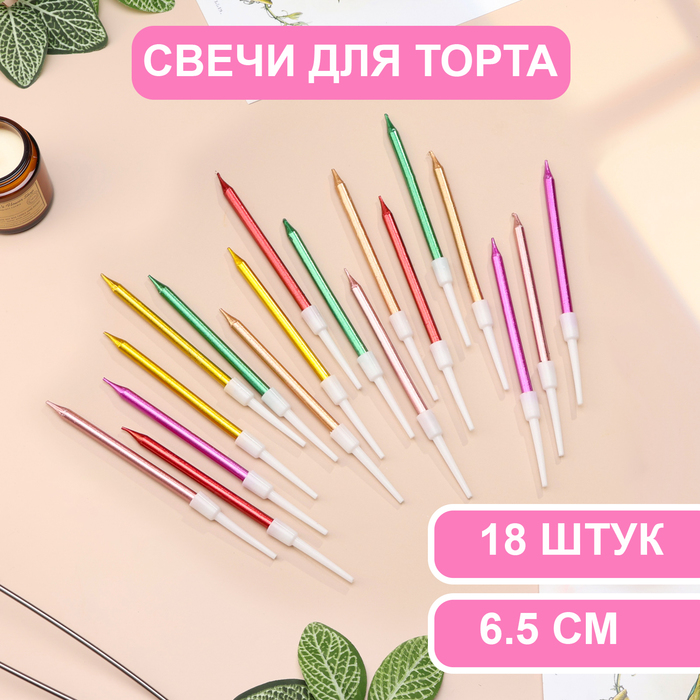 

Свечи в торт Страна Карнавалия коктейльные С днем рождения 6,5см 18шт металлик