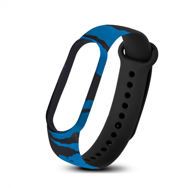 

Ремешок для Mi Band 5 silicon loop, рисунок 25, сине-черный