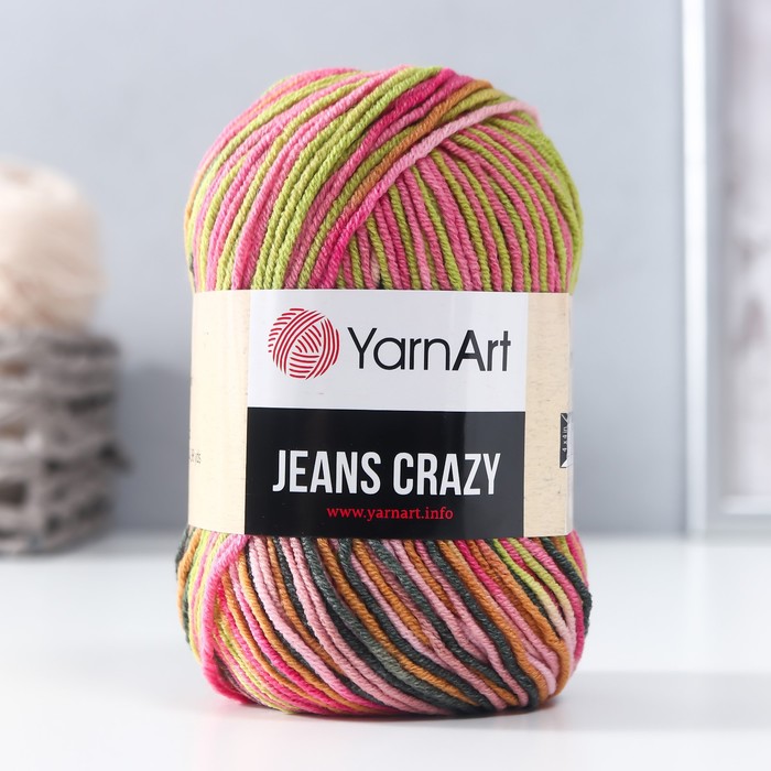 

Пряжа "Jeans crazy" 55% хлопок, 45% акрил 160м/50гр (7206 принт), Разноцветный
