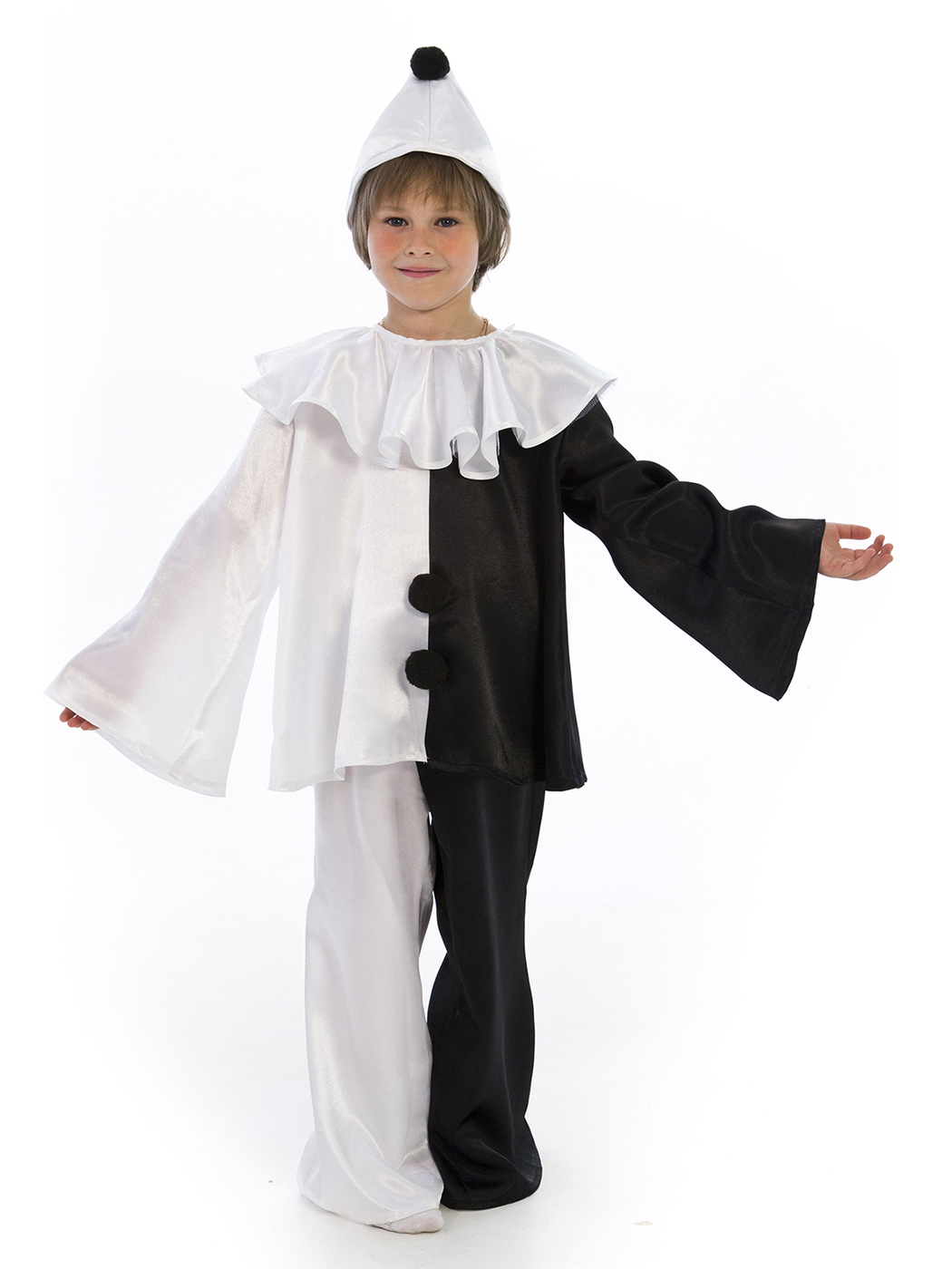 Карнавальный костюм детский Вестифика Пьеро, белый, черный, 104