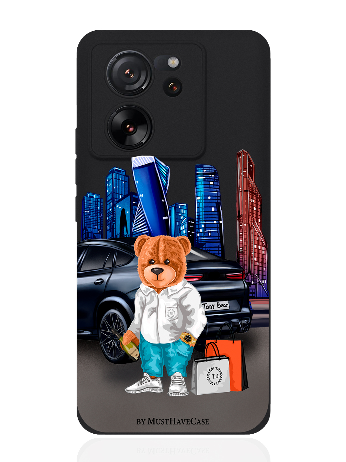 

Чехол для смартфона Xiaomi 13T черный силиконовый Tony Moscow city, Черный;синий;коричневый, Xiaomi