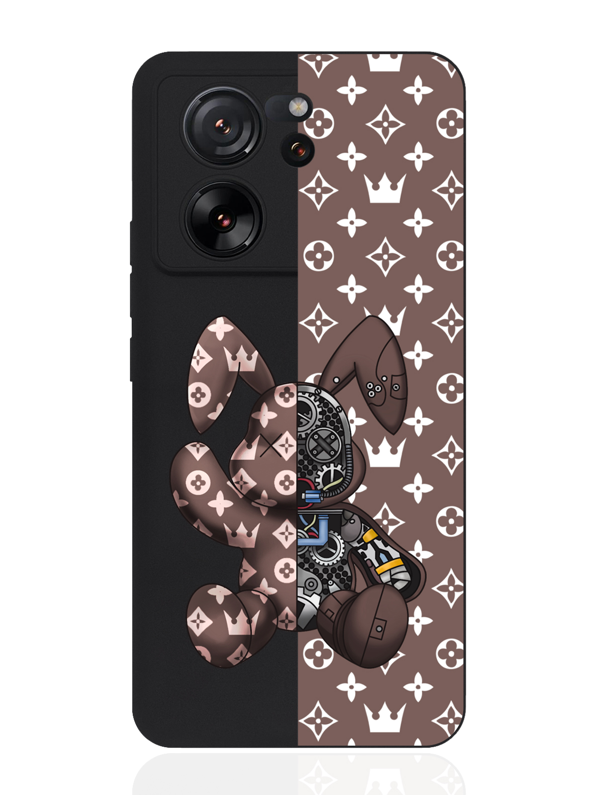 

Чехол для смартфона Xiaomi 13T черный силиконовый Коричневый заяц, Коричневый;черный;белый, Xiaomi
