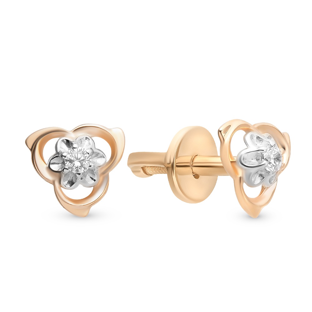

Серьги пусеты из красного золота 585Gold 302005649, фианит, 302005649