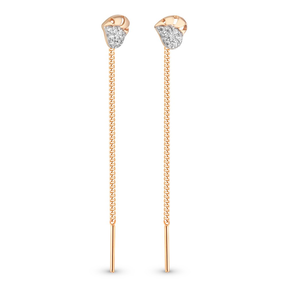 

Серьги продевки из красного золота с фианитом 585Gold 302005656, 302005656