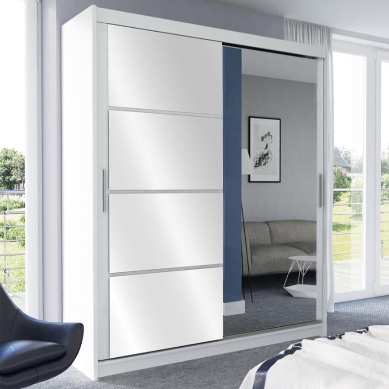 

Шкаф-купе Амадеус-30 для одежды с зеркалом двухдверный 170x230x60 Мегамебель, Белый, Амадеус-30