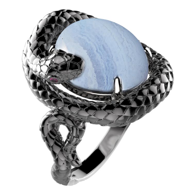 Кольцо из серебра с агатом и корундом искусственным р. 17 Spika Gold 10440-130-10