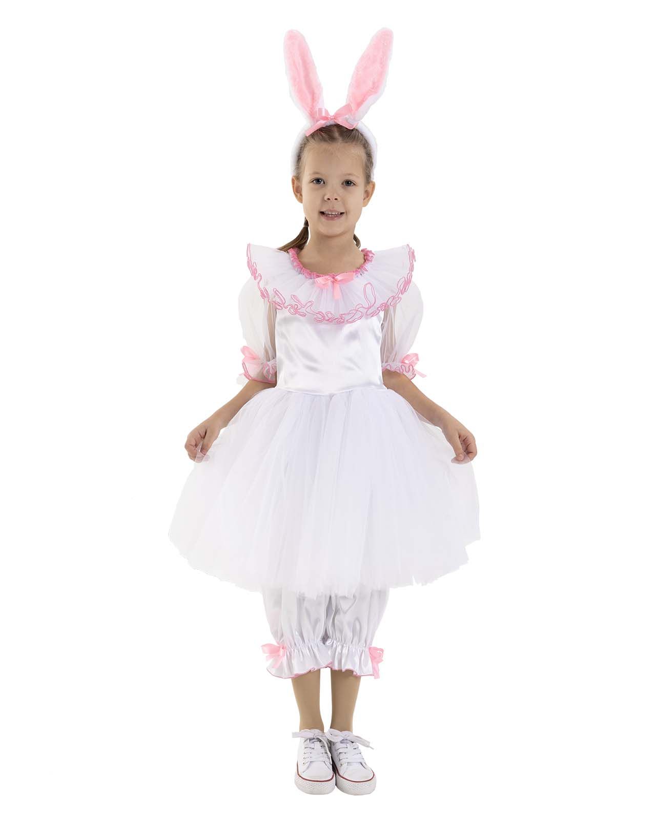Карнавальный костюм детский Вестифика Мисс, белый, 128 карнавальный костюм batik 973 к 23 зайка зоя голубой 98